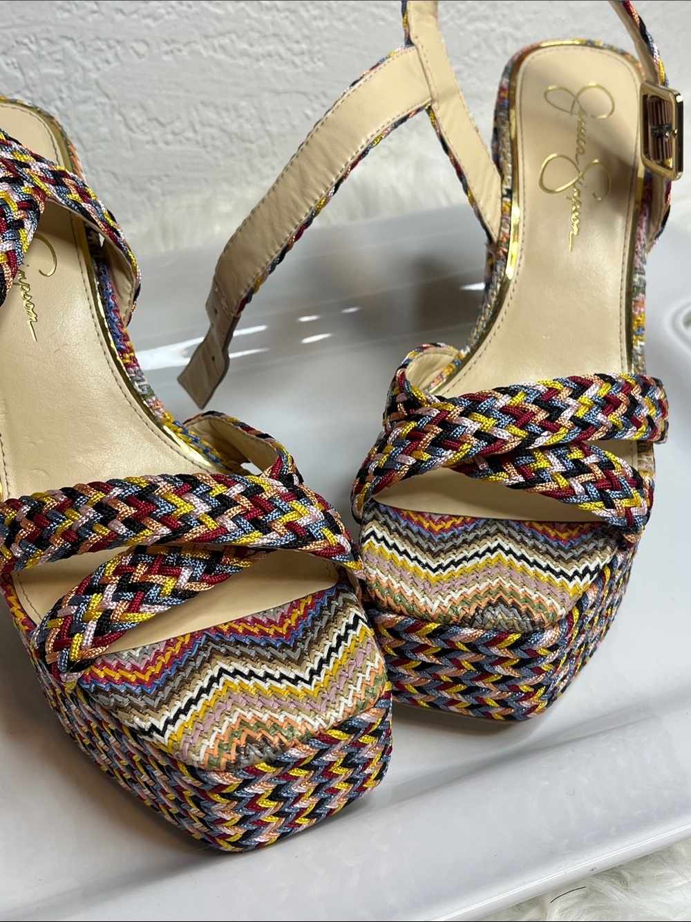 Jessica Simpson Multicolor Braided Platform Sandals - Picture 6 of 9